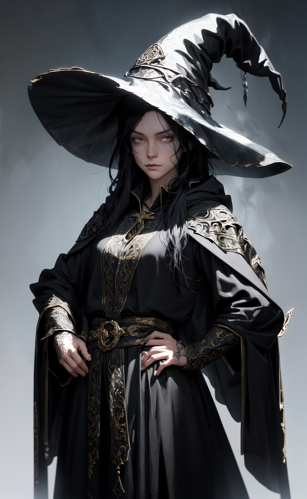 20240528165335 fantasy illustration oil painting portrait mischievous sorcerer hooded 3280841855 .png